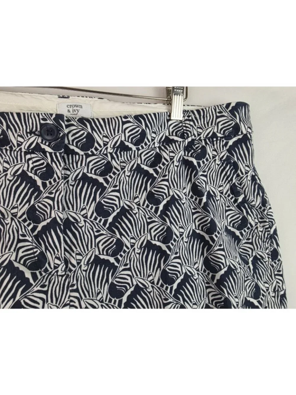 Crown & Ivy Shorts Womens Plus Size 16W Black & White Zebra Zoo Shorts